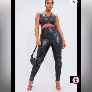 Pretty little thing black faux leather leggings. Never worn